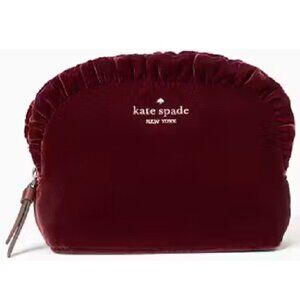 Kate Spade Briar Lane small ruffle velvet cosmetics bag